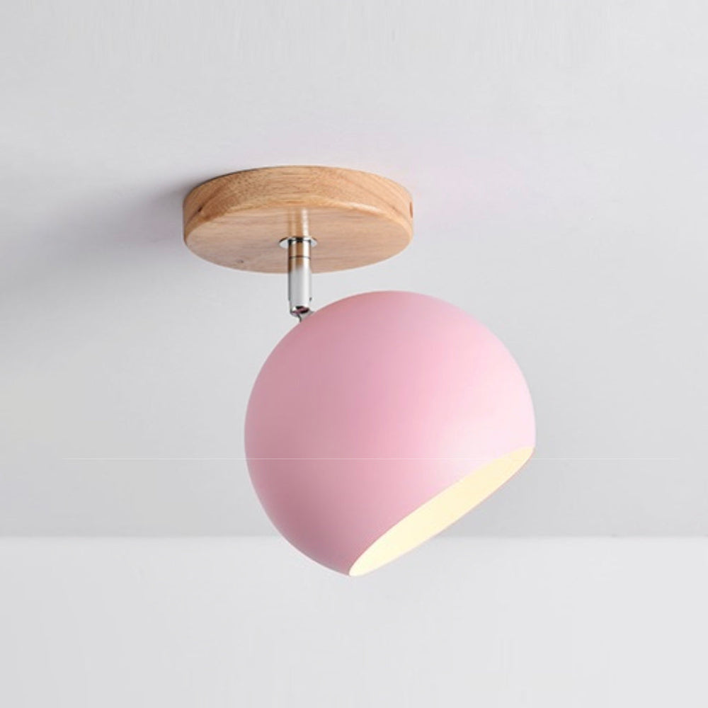 Scandinavian Ceiling Light – Wood & Metal, Adjustable Shade & E27 Fitting