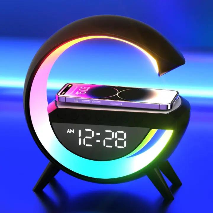 Optimized Product Title: **Smart LED Alarm Clock Lamp with Bluetooth Speaker & Wireless Charging Function - Stylish & Multi-Functional Design** 

This title includes relevant keywords while emphasizing the product's features and appeal.