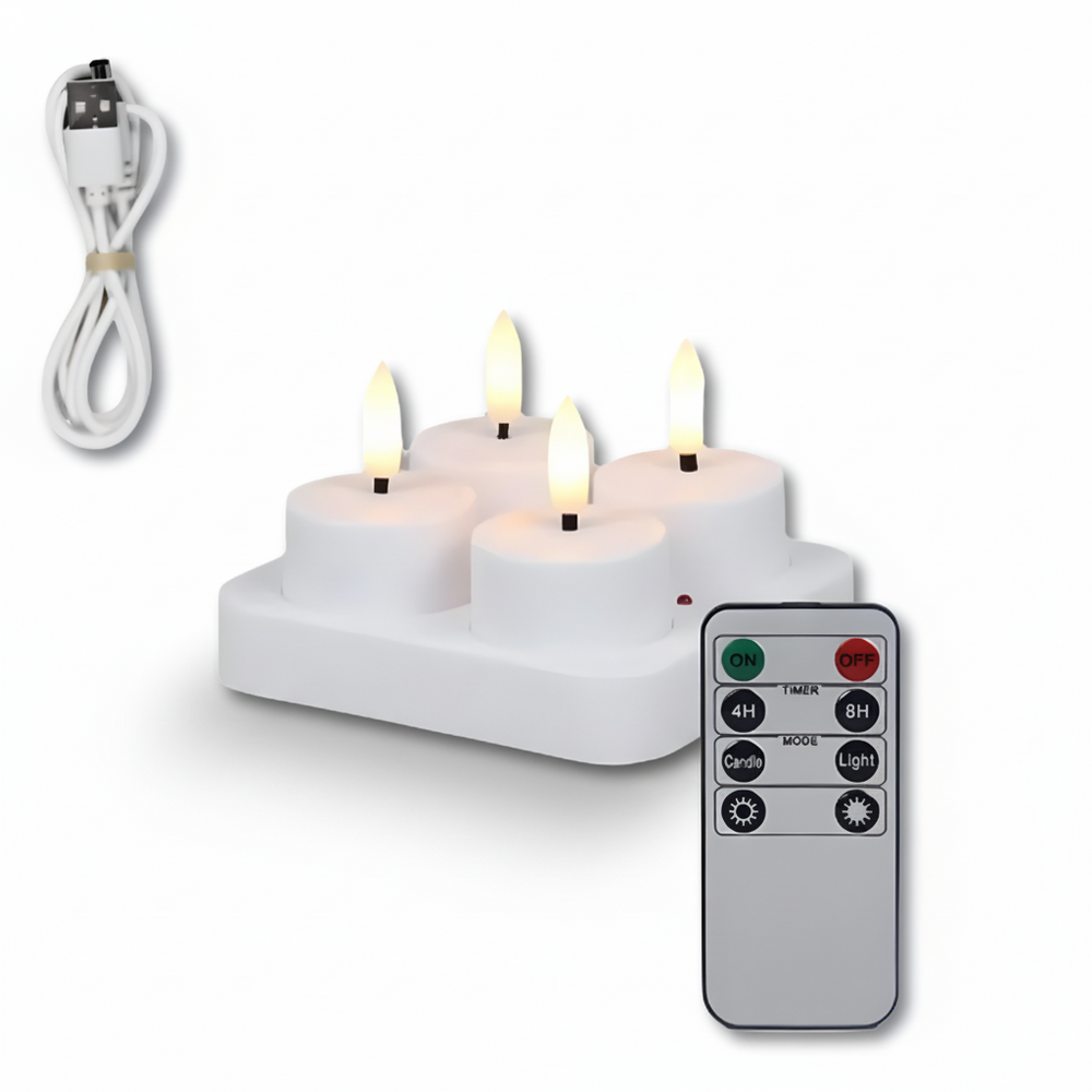 LED Candles Flameless Set Remote Timer USB Rechargeable