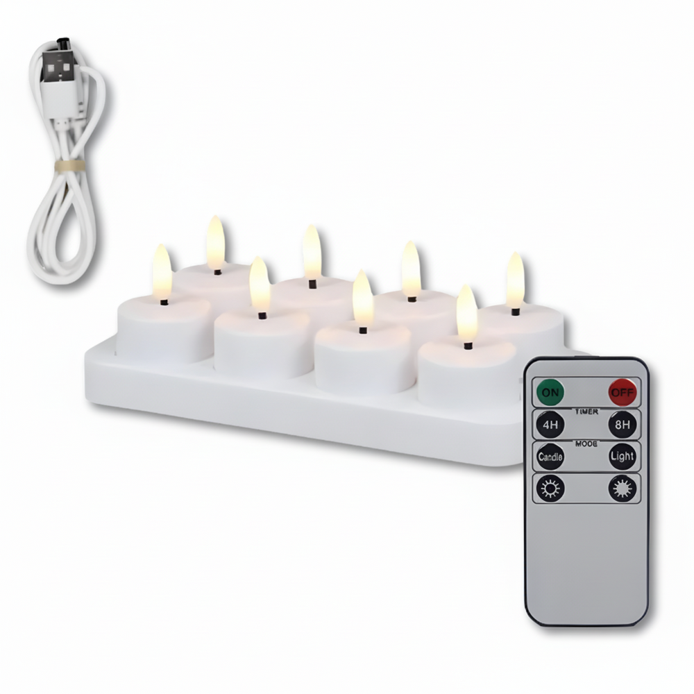 LED Candles Flameless Set Remote Timer USB Rechargeable