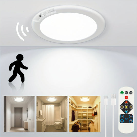 Motion Sensor Ceiling Light – Rechargeable LED, Flush Mount & Remote Control