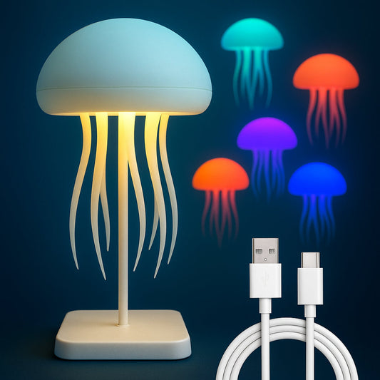 LED Jellyfish Night Light – Ambient Mood Lighting, USB Rechargeable & Modern Décor
