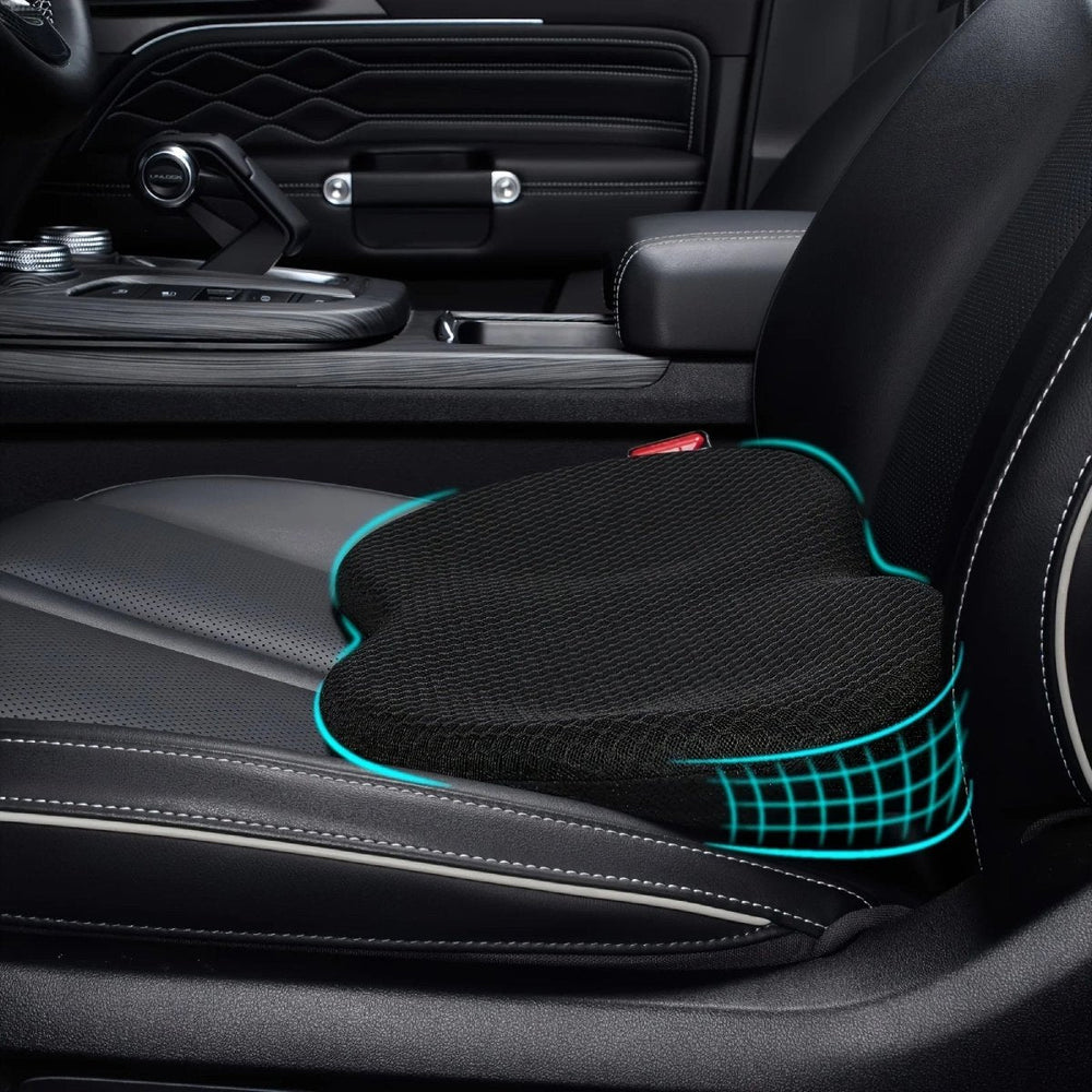 Memory Foam Car Seat Cushion – Ergonomic Lumbar Support, Washable Cover & Breathable Mesh