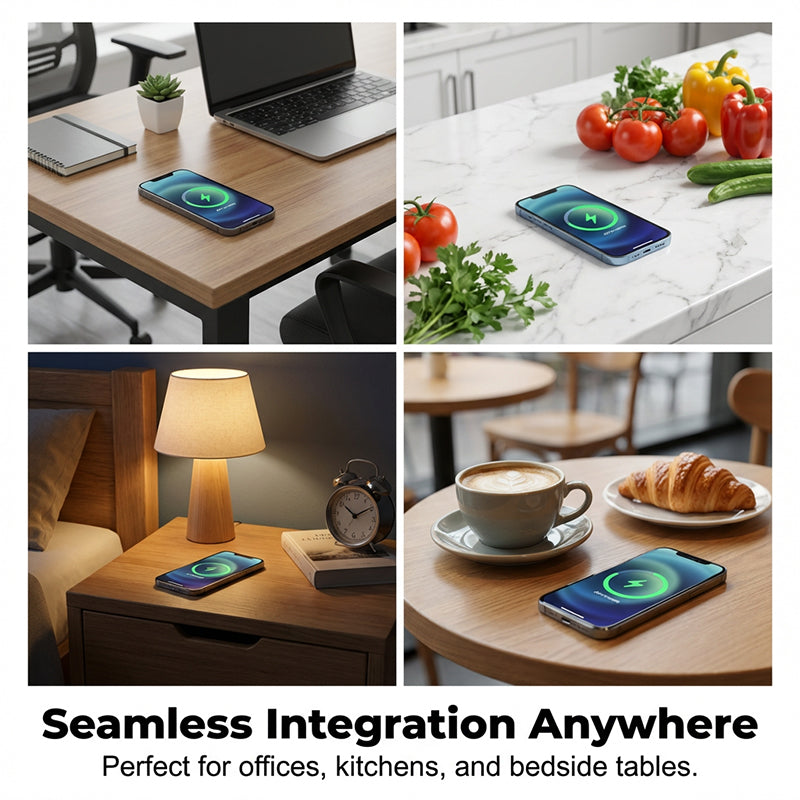 Under-Desk Wireless Charger – Qi Fast Charging, Invisible Mount & Through-Surface