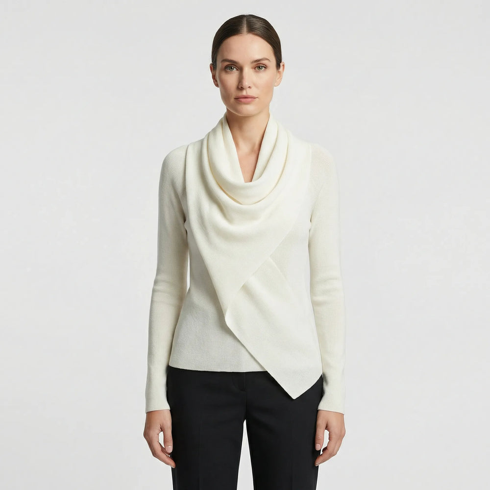 Long-sleeve knit sweater with wrap effect - Maryann