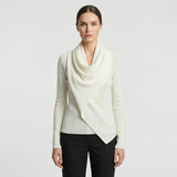 Long-sleeve knit sweater with wrap effect - Maryann