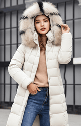 Long Quilted Coat with Hood - Tanja