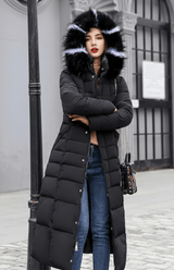 Long Quilted Coat with Hood - Tanja - 3