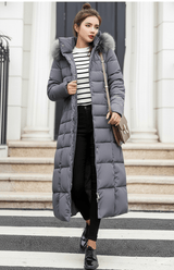 Long Quilted Coat with Hood - Tanja - 4