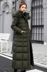 Long Quilted Coat with Hood - Tanja - 5