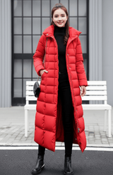Long Quilted Coat with Hood - Tanja - 6