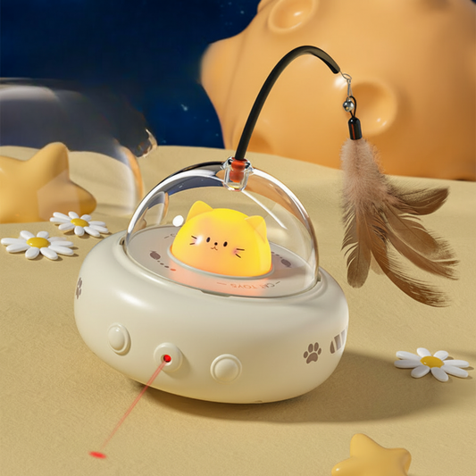 Automatic Laser Cat Toy – UFO Design, Interactive Chase & Feather Teaser