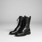 Women Ankle Boots Lace Up Leather Dress Booties