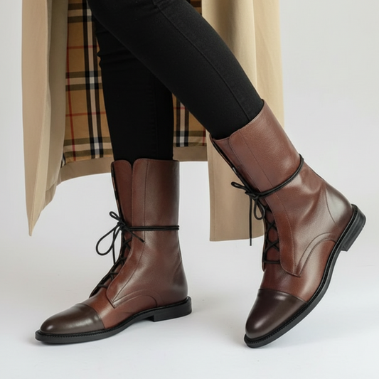 Women's Ankle Boots – Lace-Up, Leather & Low Heel Dress Style