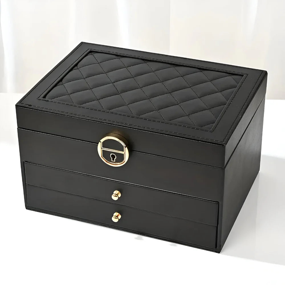 Jewelry Box Multilayer Textured Storage Organizer Display Case