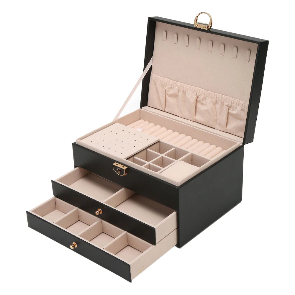 Jewelry Box Multilayer Textured Storage Organizer Display Case