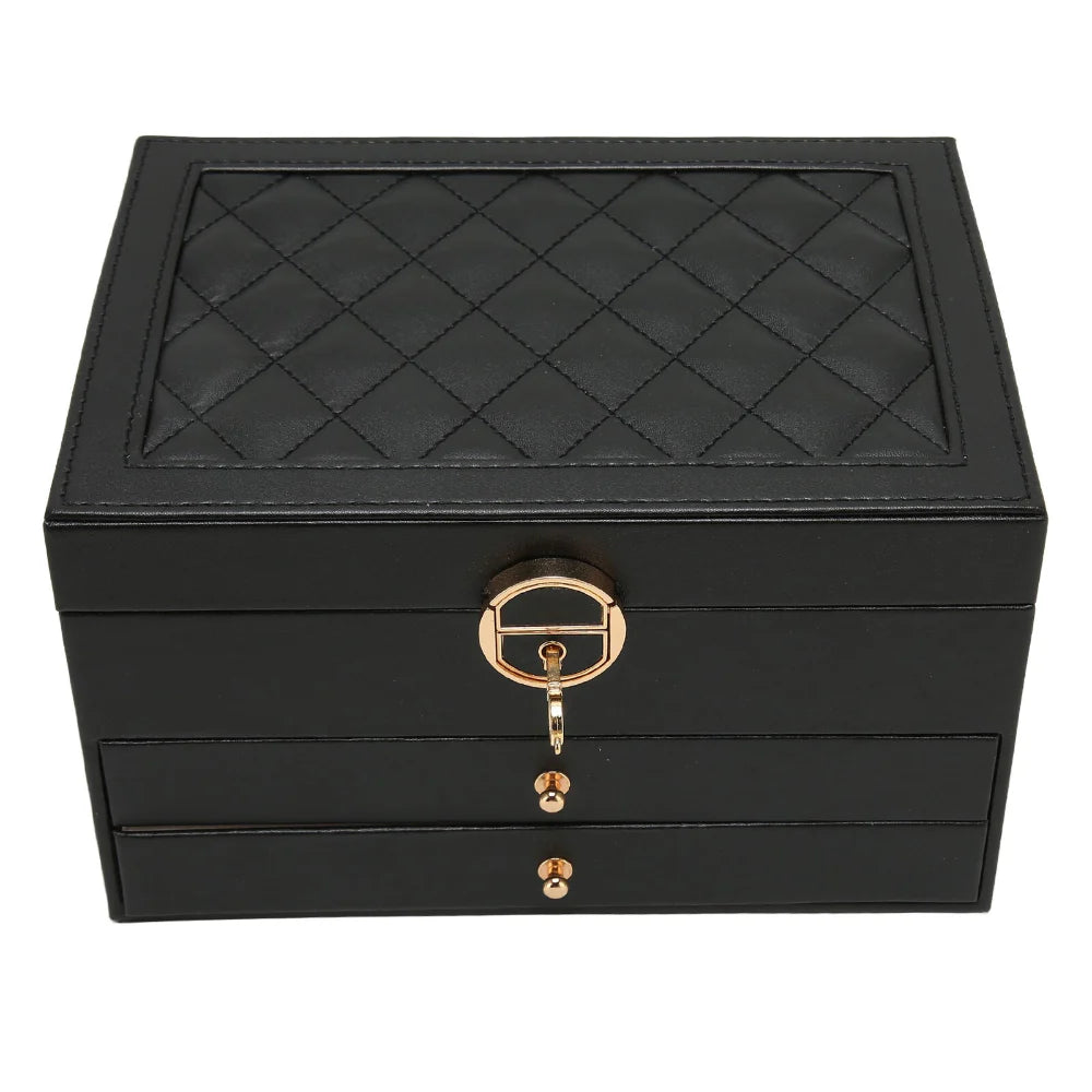 Jewelry Box Multilayer Textured Storage Organizer Display Case
