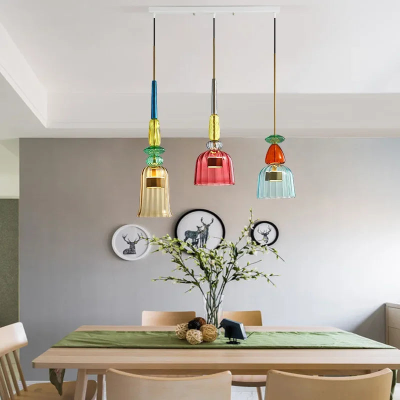 Glass Pendant Light – Colored Shade, E27 Socket & Adjustable 120cm Cord
