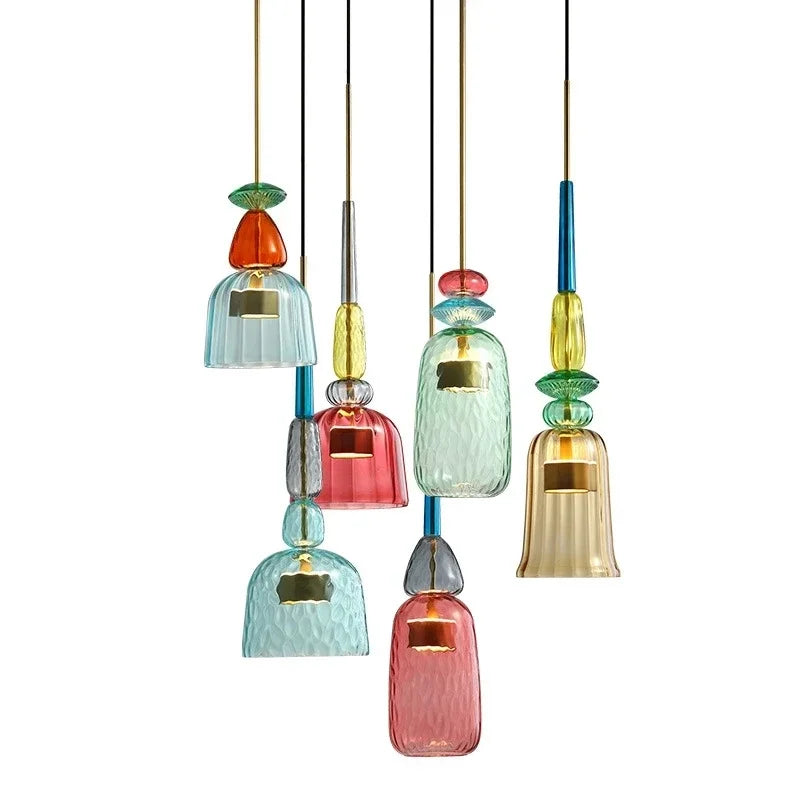 Glass Pendant Light – Colored Shade, E27 Socket & Adjustable 120cm Cord