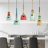Glass Pendant Light – Colored Shade, E27 Socket & Adjustable 120cm Cord