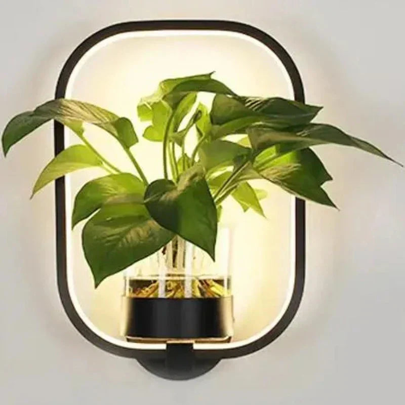 LED Pflanzen Wandleuchte mit Glasvase – Runde & Ovale Designs für Stilvolle Innenräume