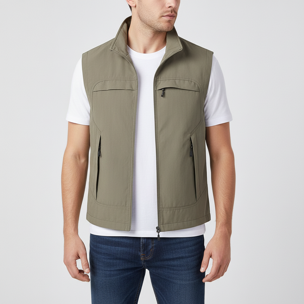 Vinny - Lightweight Breathable Men's Vest - Khaki