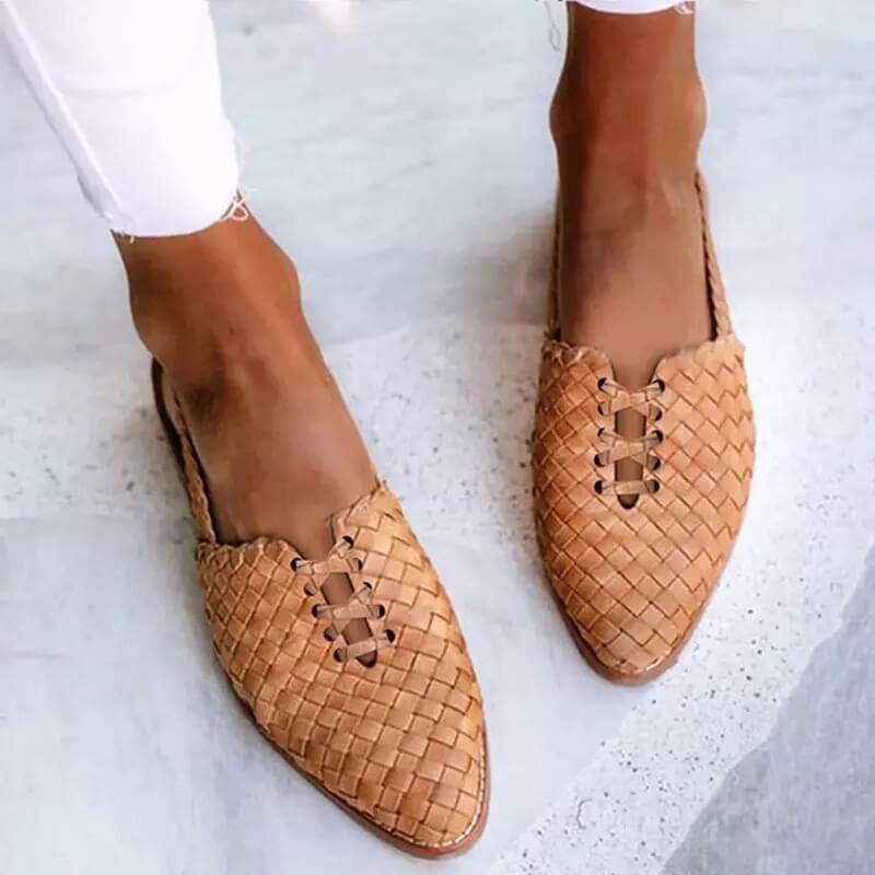 Handwoven Leather Slippers for Women - Clara