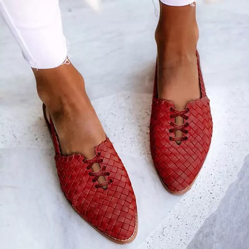 Handwoven Leather Slippers for Women - Clara