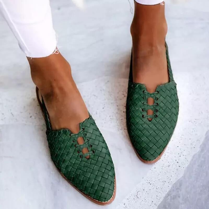 Handwoven Leather Slippers for Women - Clara