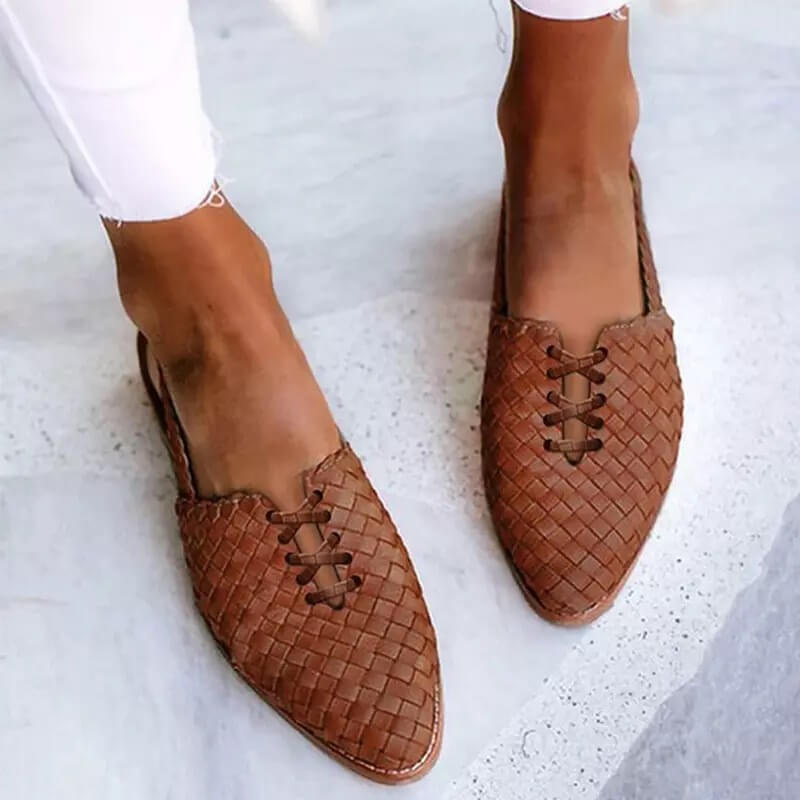 Handwoven Leather Slippers for Women - Clara