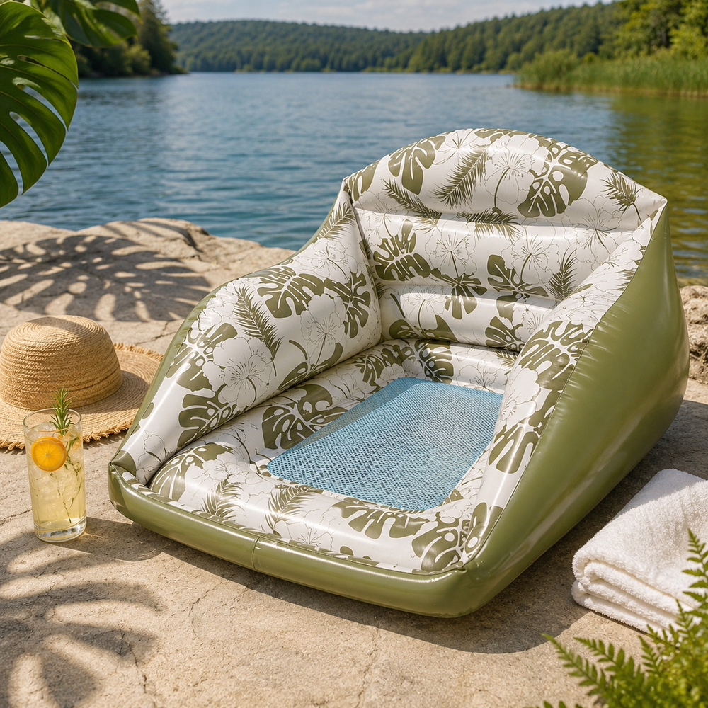 Inflatable U-Shape Pool Lounger – Mesh Cooling Seat, Puncture-Resistant PVC & 100kg Capacity