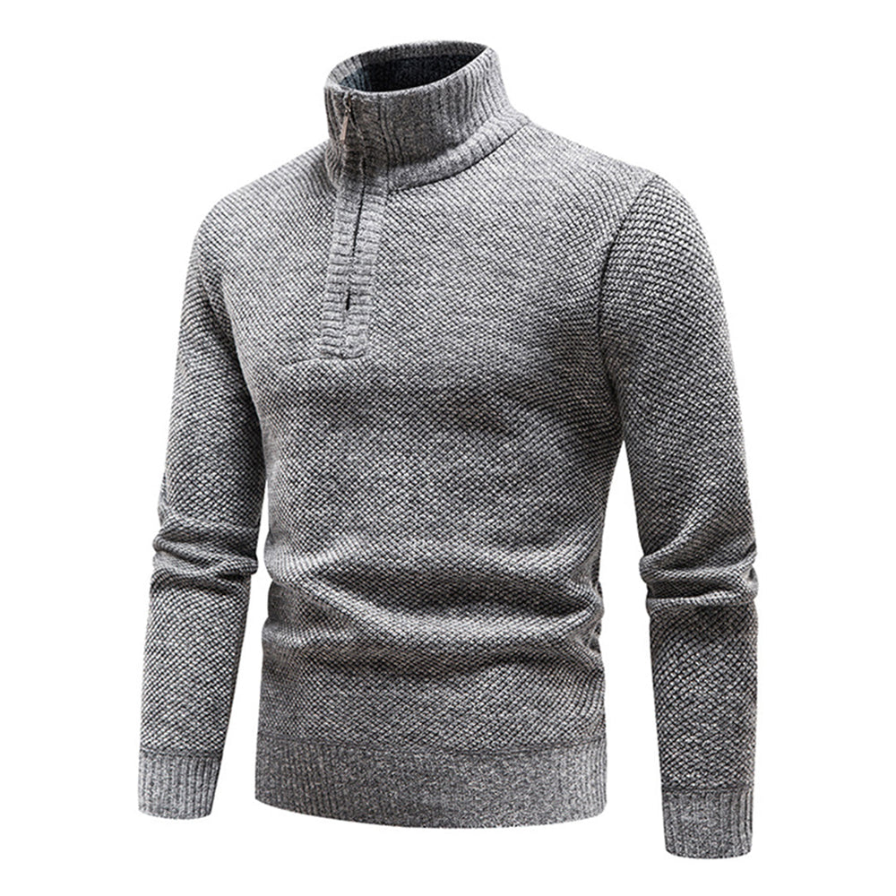 Knitted Men's Sweater with Half Zip - Cedric
