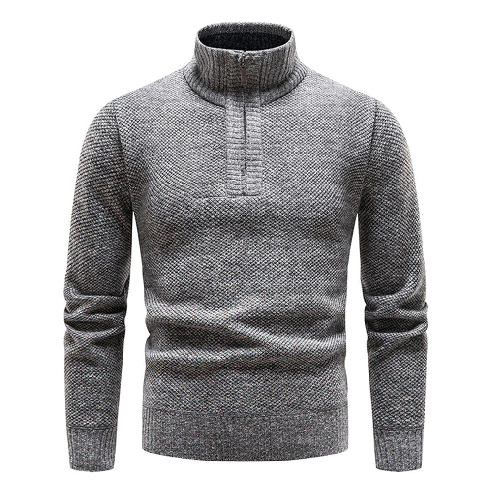 Knitted Men's Sweater with Half Zip - Cedric