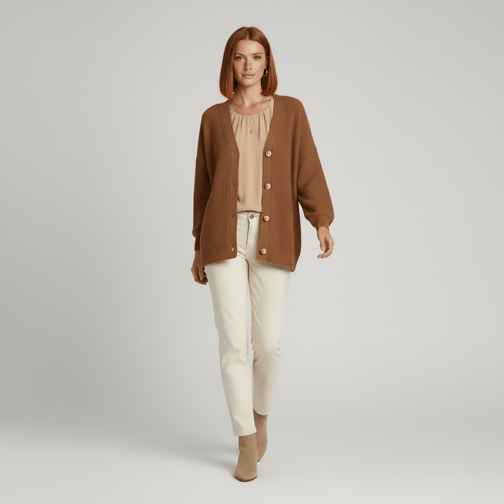 Relaxed – Fit Cardigan with Button Front – Jamila