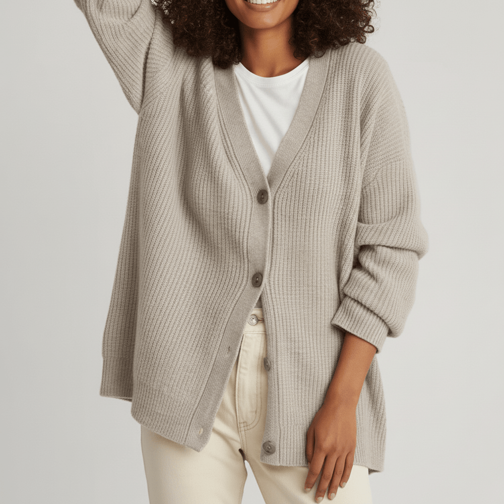 Relaxed – Fit Cardigan with Button Front – Jamila