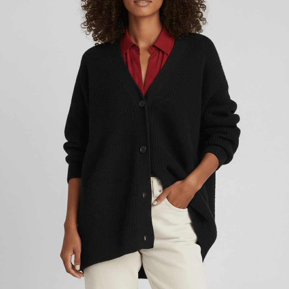 Relaxed – Fit Cardigan with Button Front – Jamila
