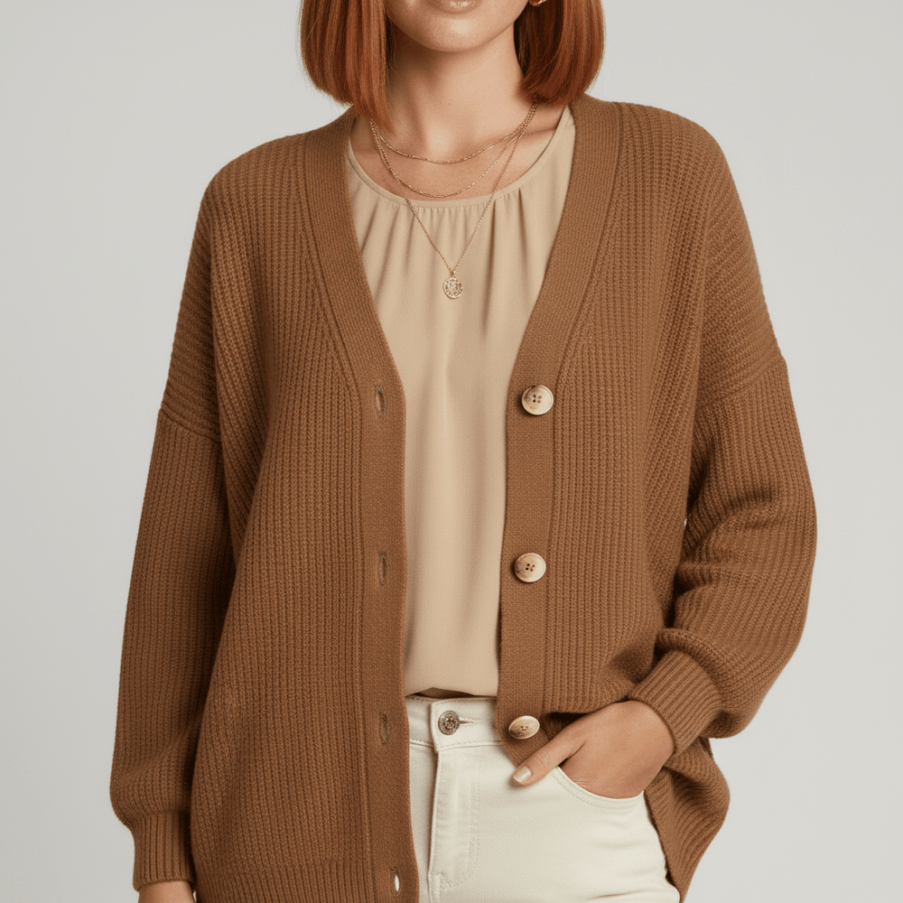 Relaxed – Fit Cardigan with Button Front – Jamila
