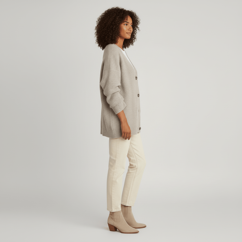 Relaxed – Fit Cardigan with Button Front – Jamila