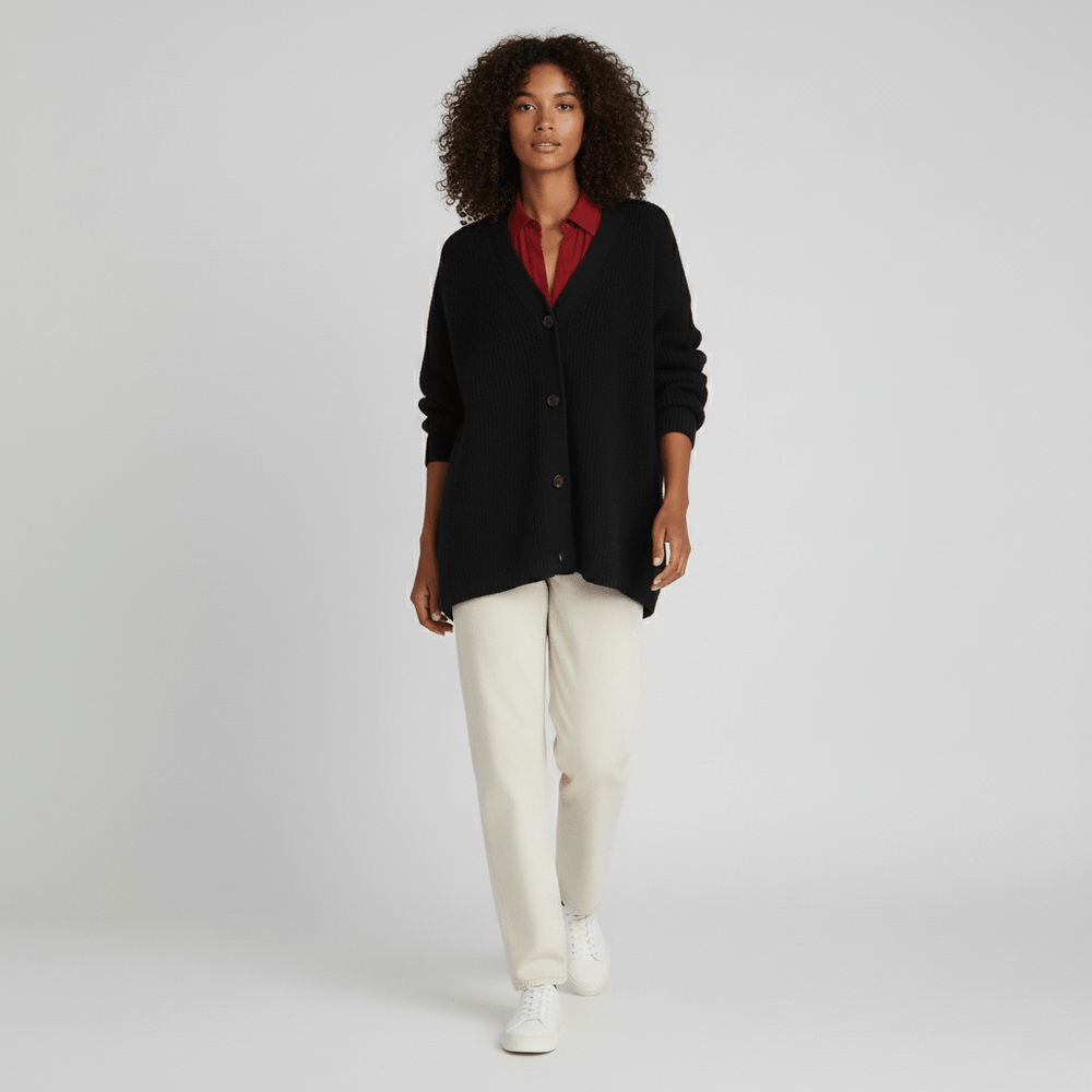 Relaxed – Fit Cardigan with Button Front – Jamila