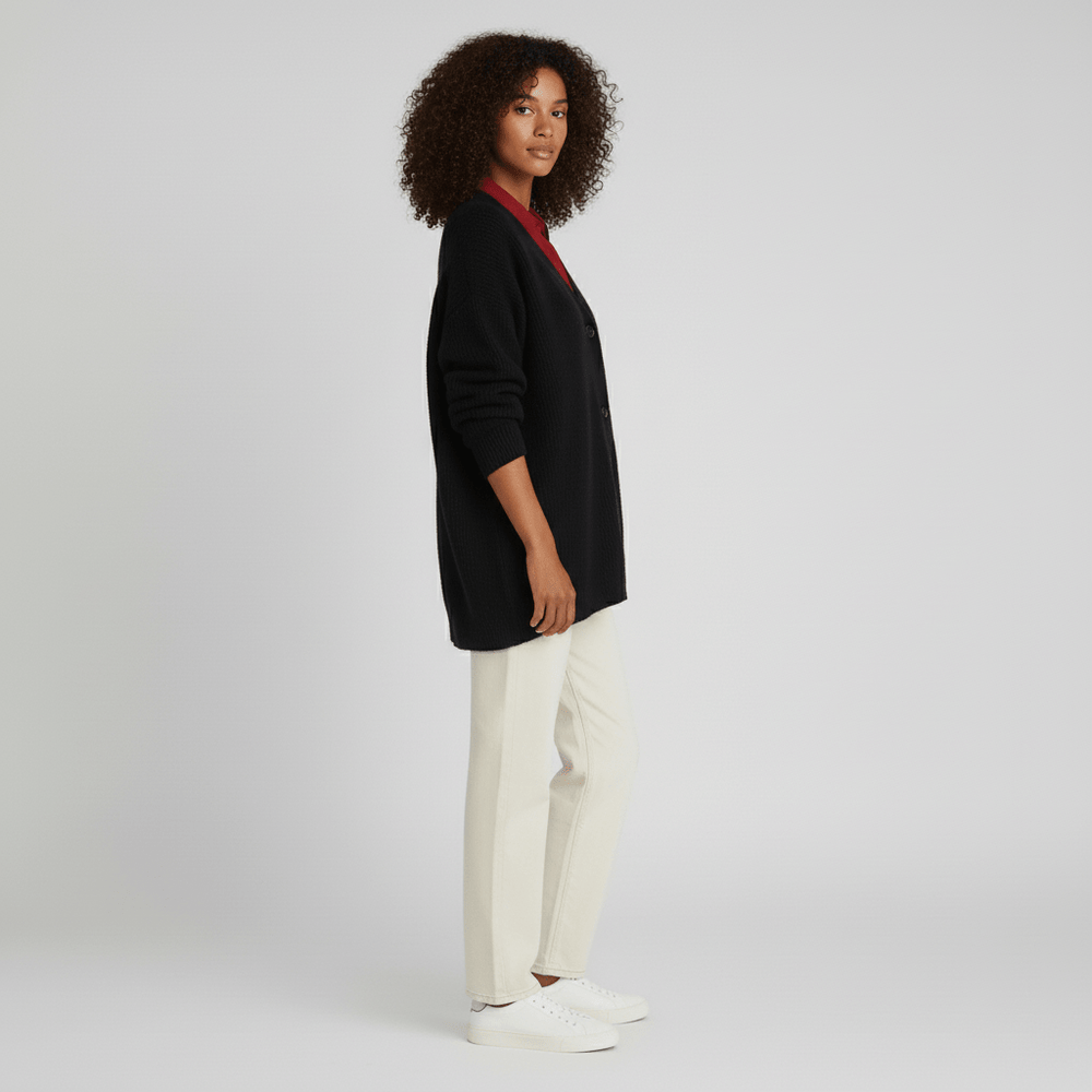 Relaxed – Fit Cardigan with Button Front – Jamila