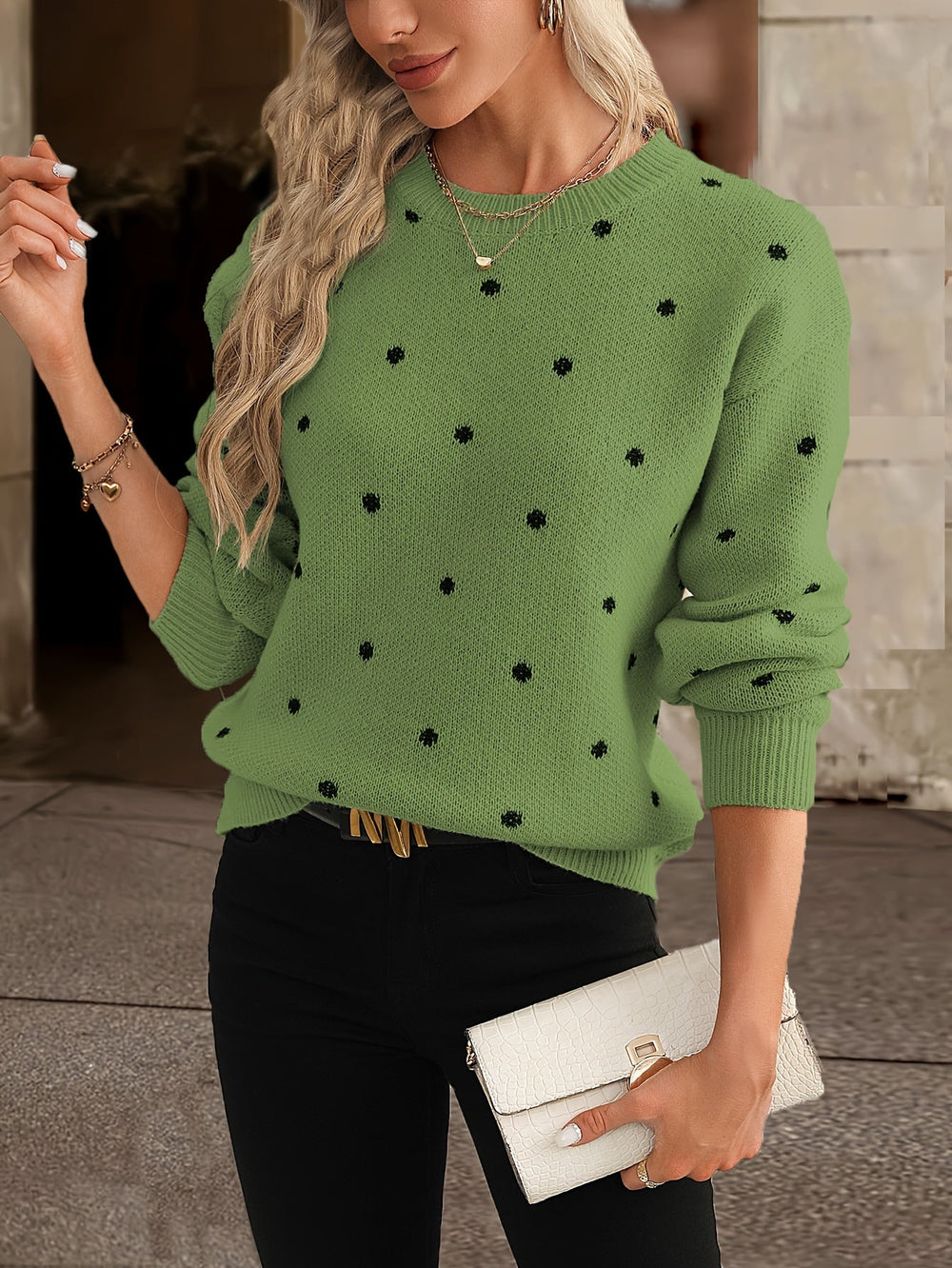 Women's Polka-Dot Sweater – Relaxed Fit