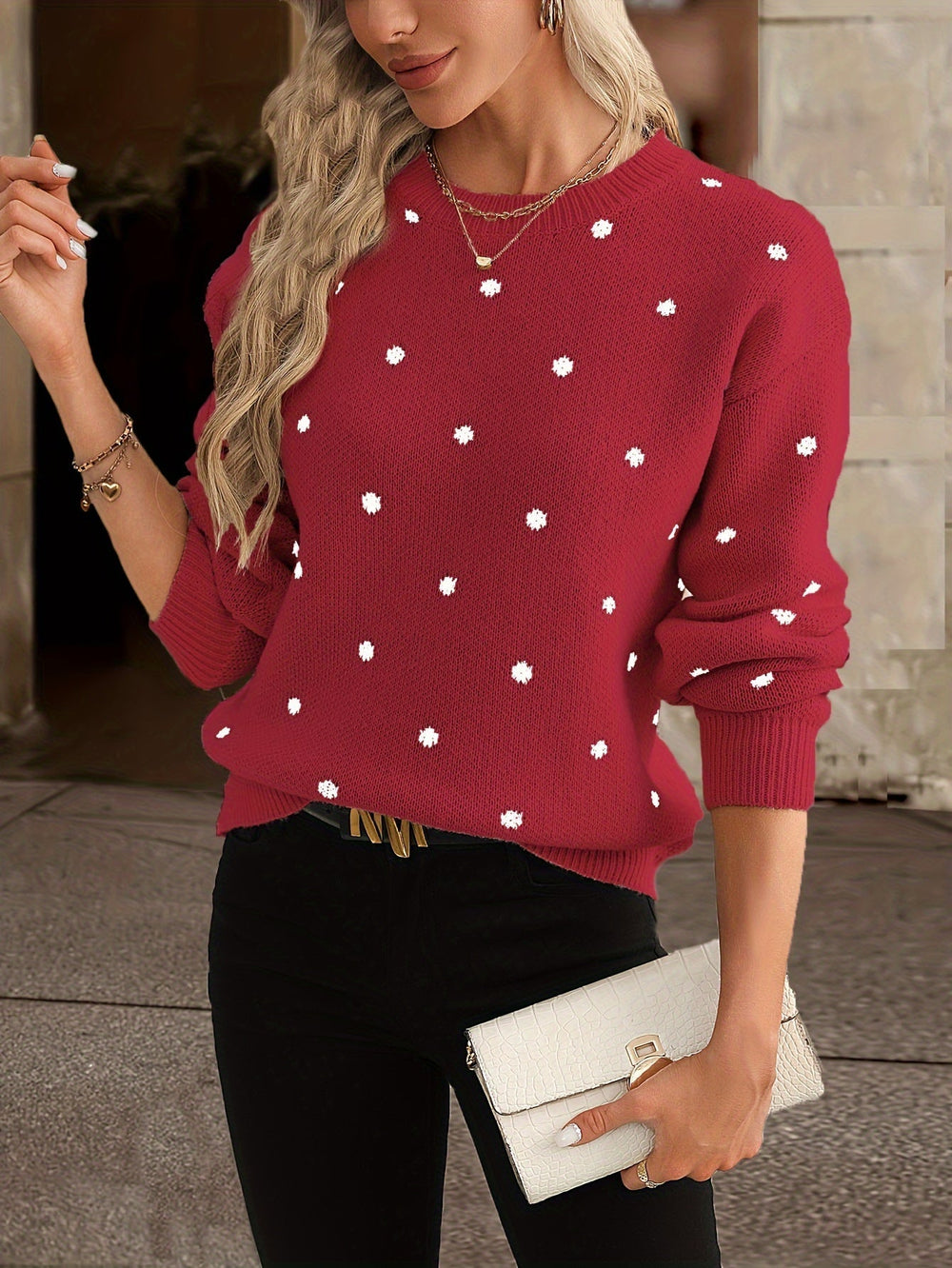 Women's Polka-Dot Sweater – Relaxed Fit