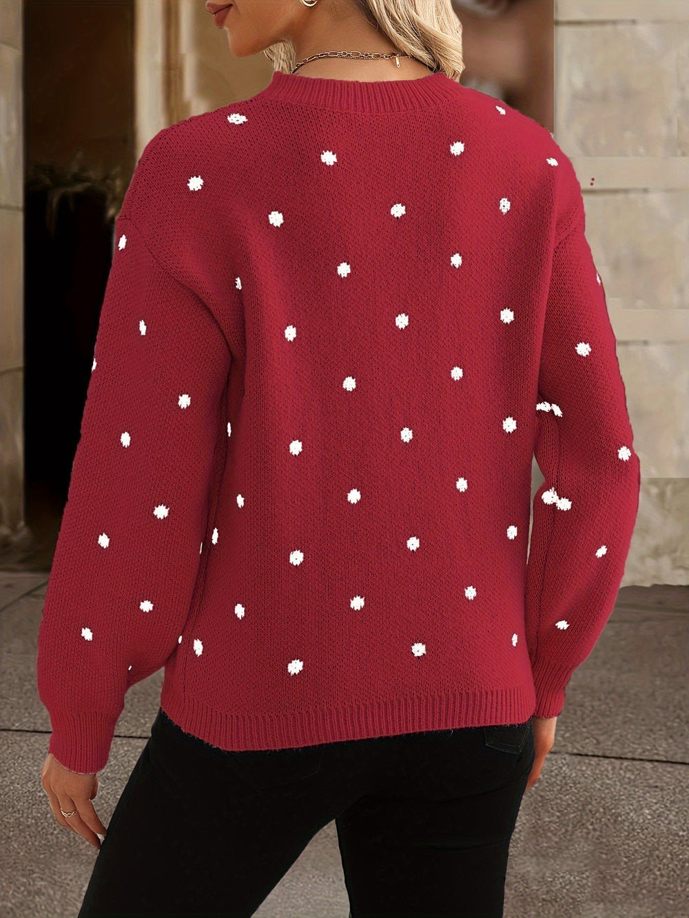 Women's Polka-Dot Sweater – Relaxed Fit