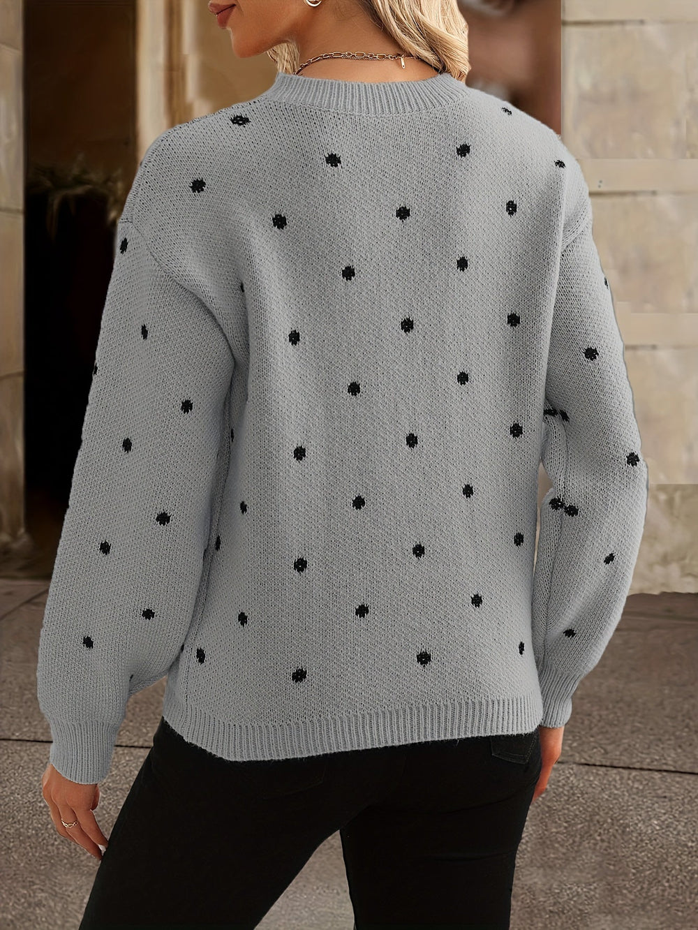 Women's Polka-Dot Sweater – Relaxed Fit