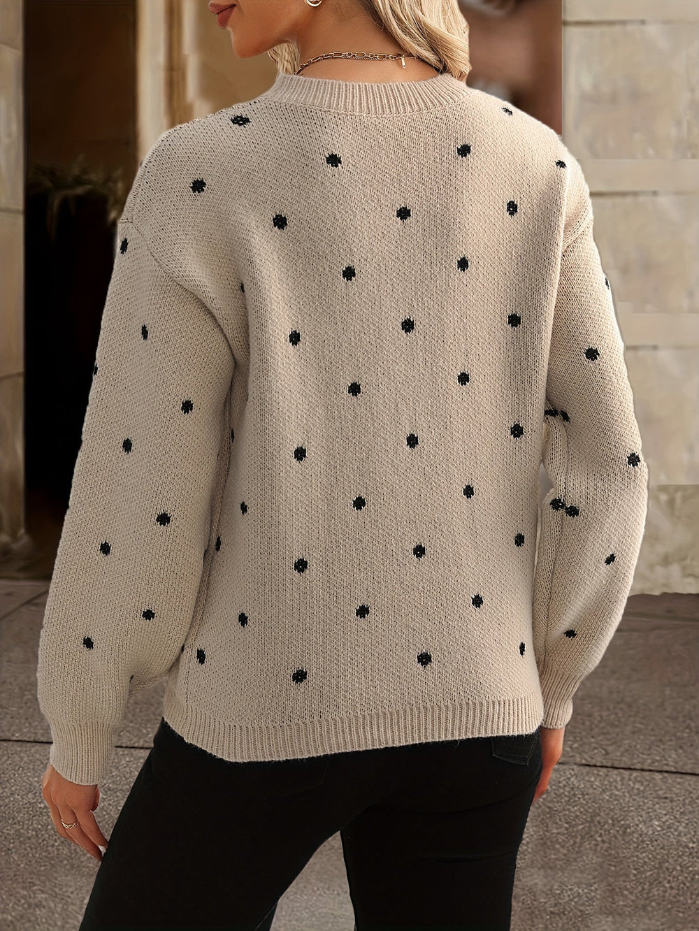 Women's Polka-Dot Sweater – Relaxed Fit