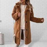 Long Fluffy Button – Front Winter Coat – Carla