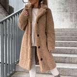 Long Fluffy Button – Front Winter Coat – Carla