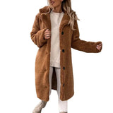 Long Fluffy Button – Front Winter Coat – Carla