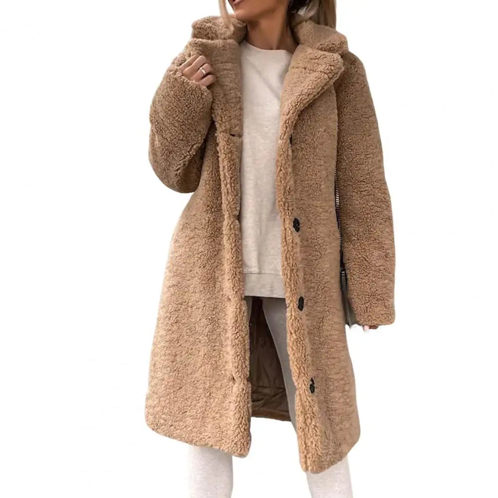 Long Fluffy Button – Front Winter Coat – Carla