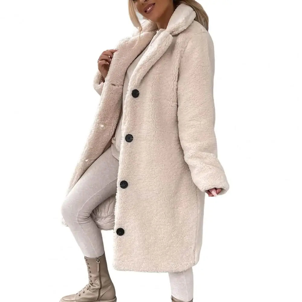 Long Fluffy Button – Front Winter Coat – Carla